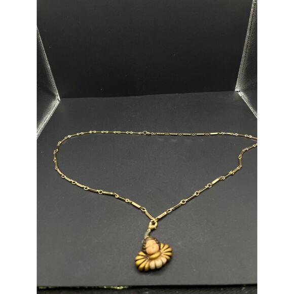 Thun Singing Angel Christmas Ornament Ceramic Gold Italy Wings Flying w/Necklace - Picture 7 of 12